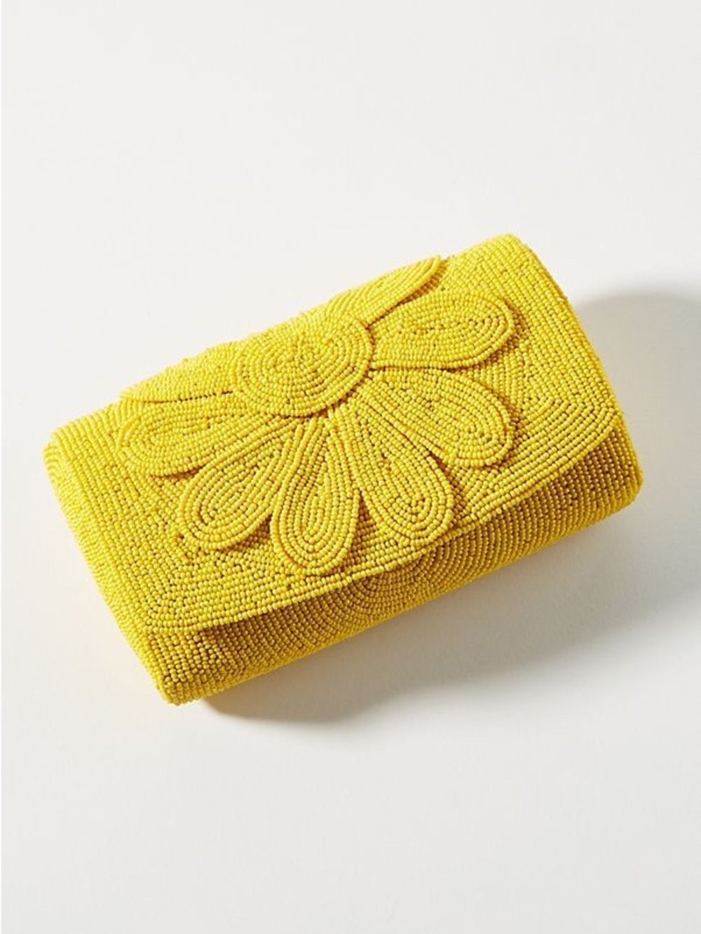 NWT new Anthropologie Farin Yellow Beaded Floral Clutch chain crossbody bag